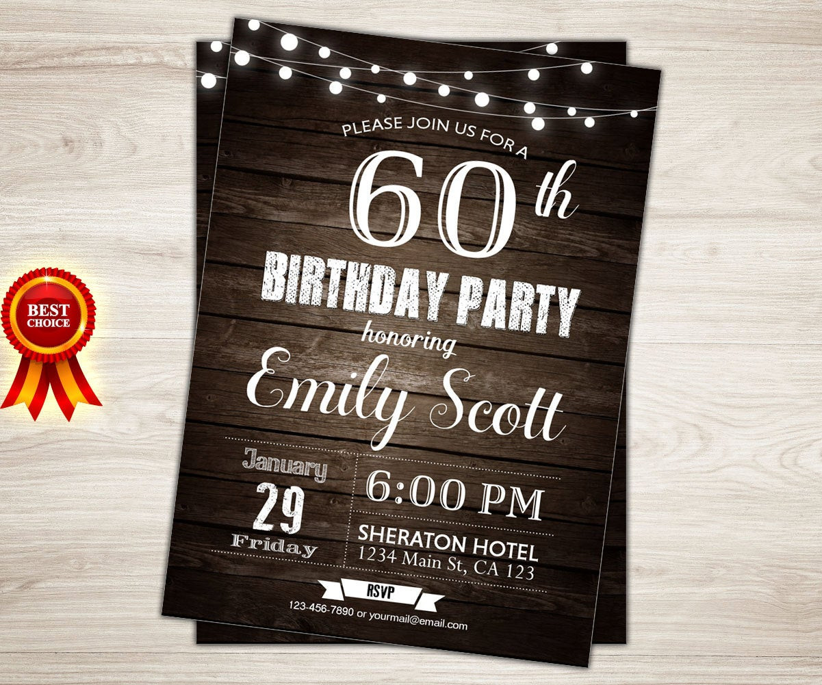 Surprise 60th Birthday Party Invitations
 Surprise 60th birthday invitation Man Surprise birthday party