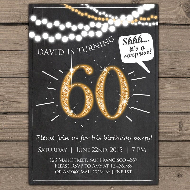 Surprise 60th Birthday Party Invitations
 60th birthday invitation Gold Glitter Surprise Party