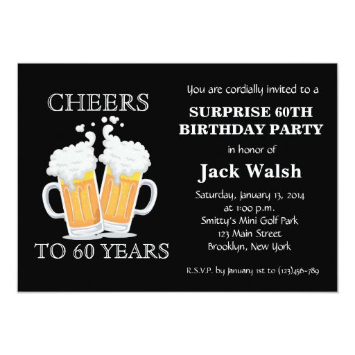 Surprise 60th Birthday Party Invitations
 Cheers Surprise 60th Birthday Party Invitations