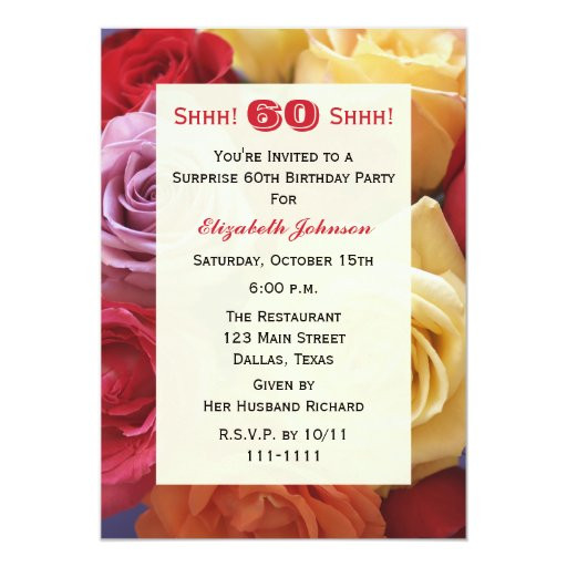Surprise 60th Birthday Party Invitations
 Surprise 60th Birthday Party Invitation Roses