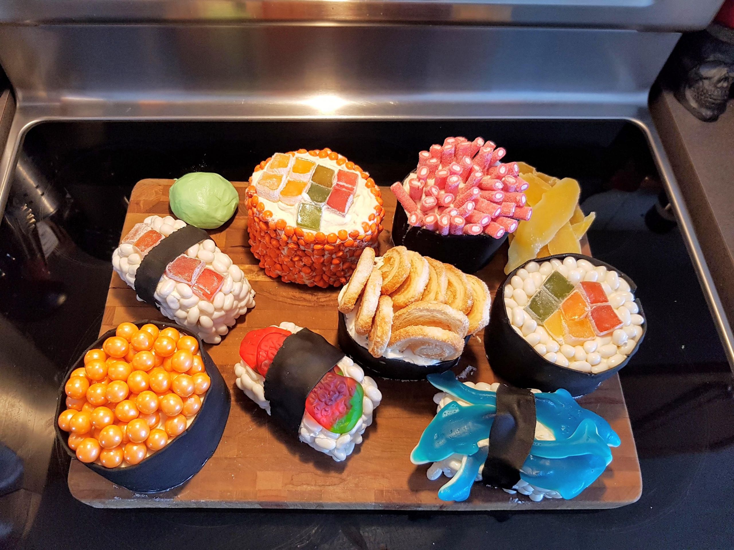 Sushi Birthday Cake
 I think my wife nailed our daughter s "sushi" birthday