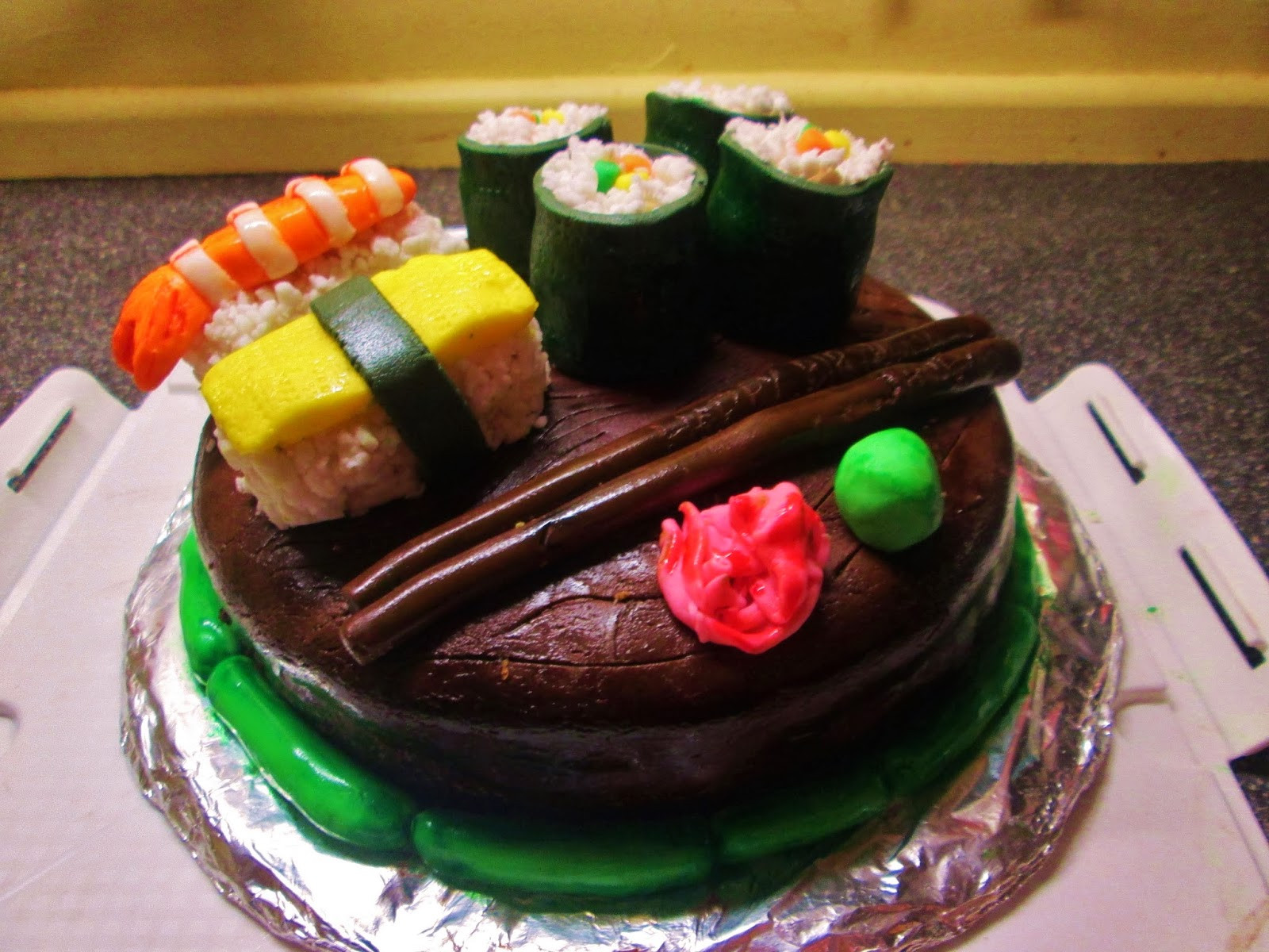 Sushi Birthday Cake
 THE MESSY KITCHEN SUSHI CAKE