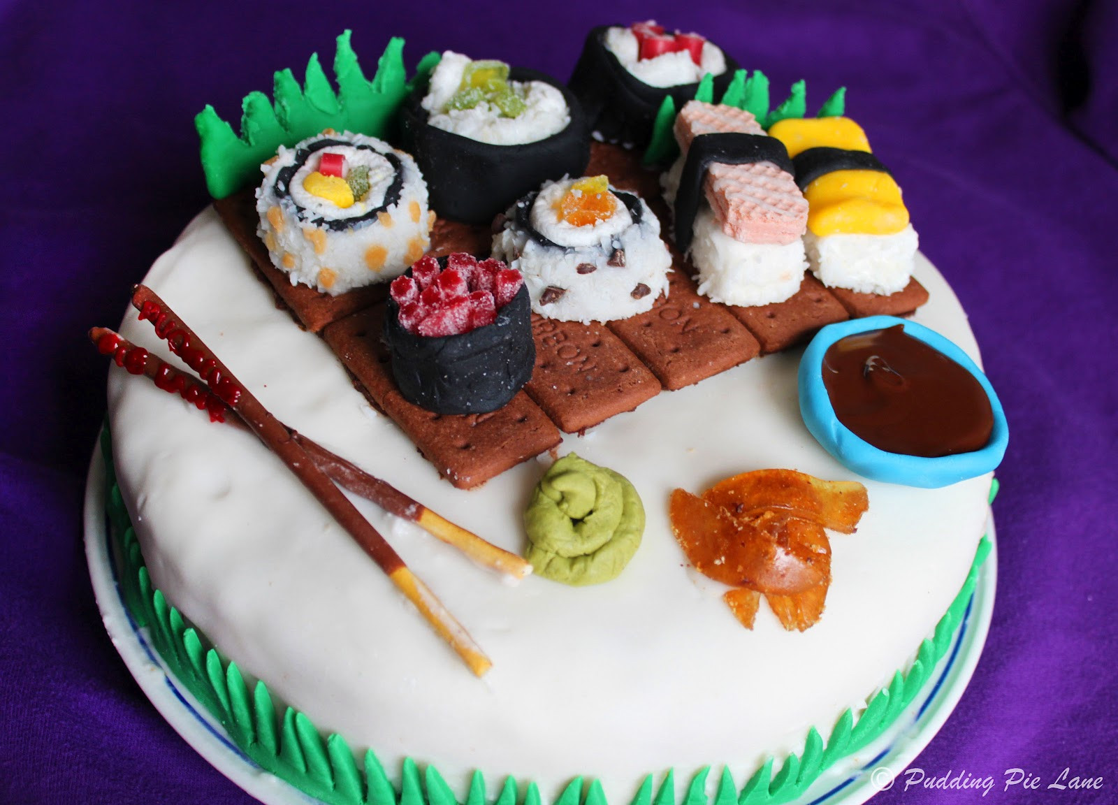 Sushi Birthday Cake
 Pudding Pie Lane Sushi Cake