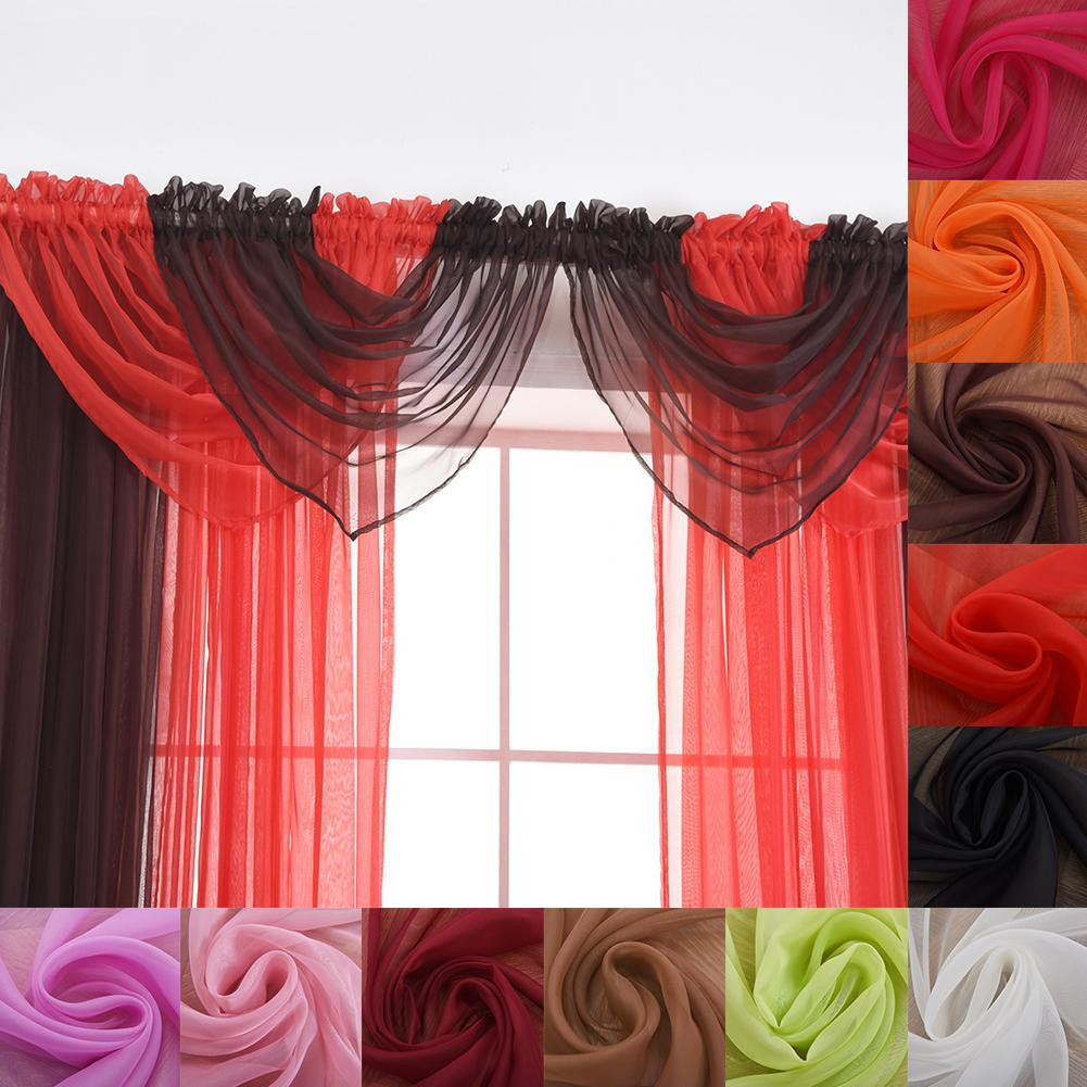 Swag Curtains For Living Room
 Solid Color Sheer Window Curtain Head Swag Valance Home