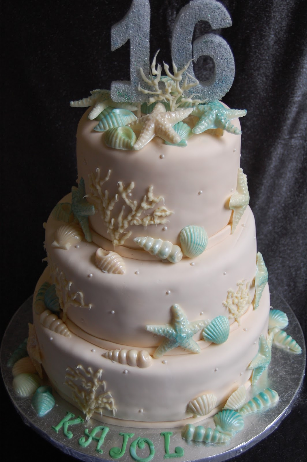 Sweet 16 Birthday Cake
 CUSTOMISED CAKES BY JEN Sweet 16 Seashell Cake
