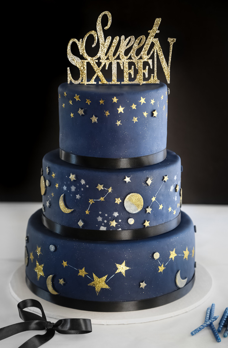 Sweet 16 Birthday Cake
 Celestial Sweet Sixteen Cake