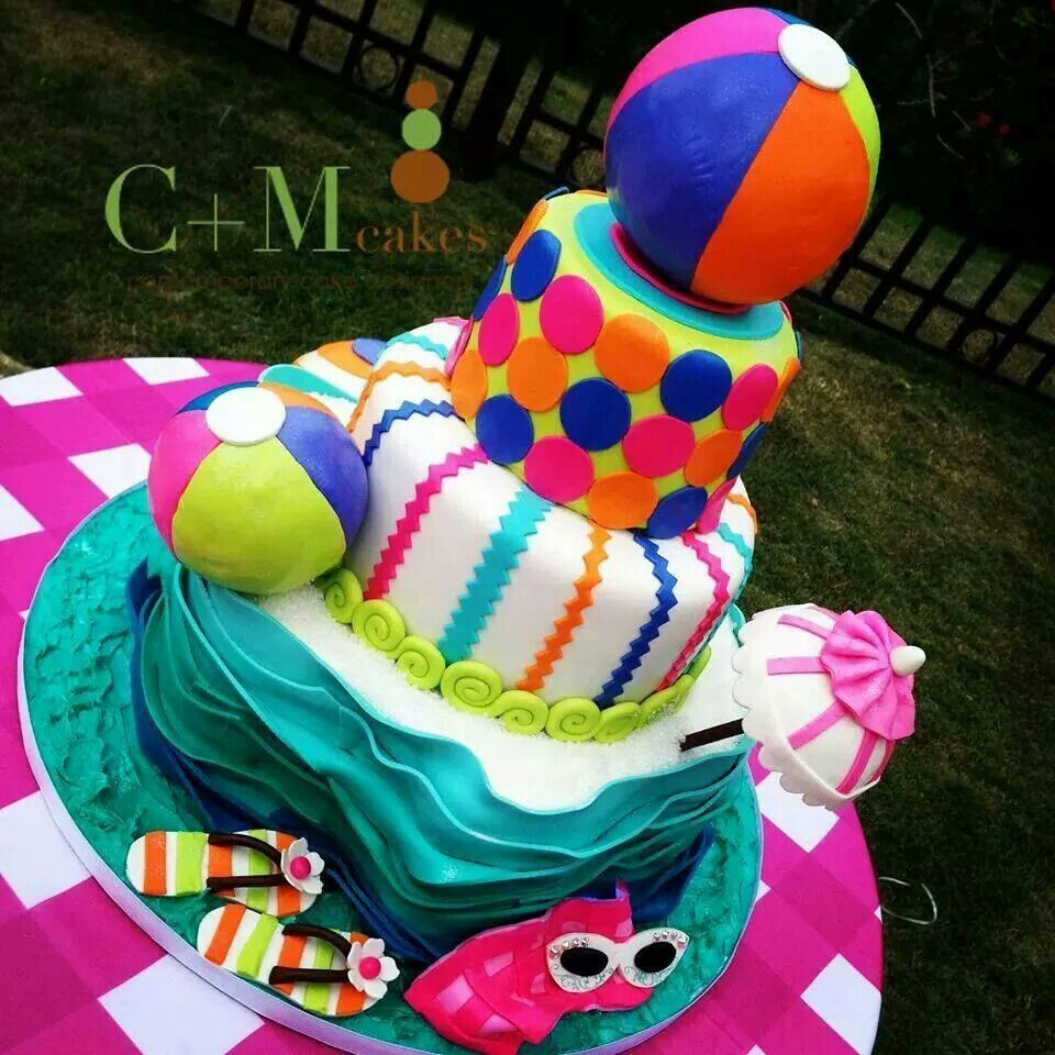 Sweet 16 Birthday Pool Party Ideas
 Summer fun cake