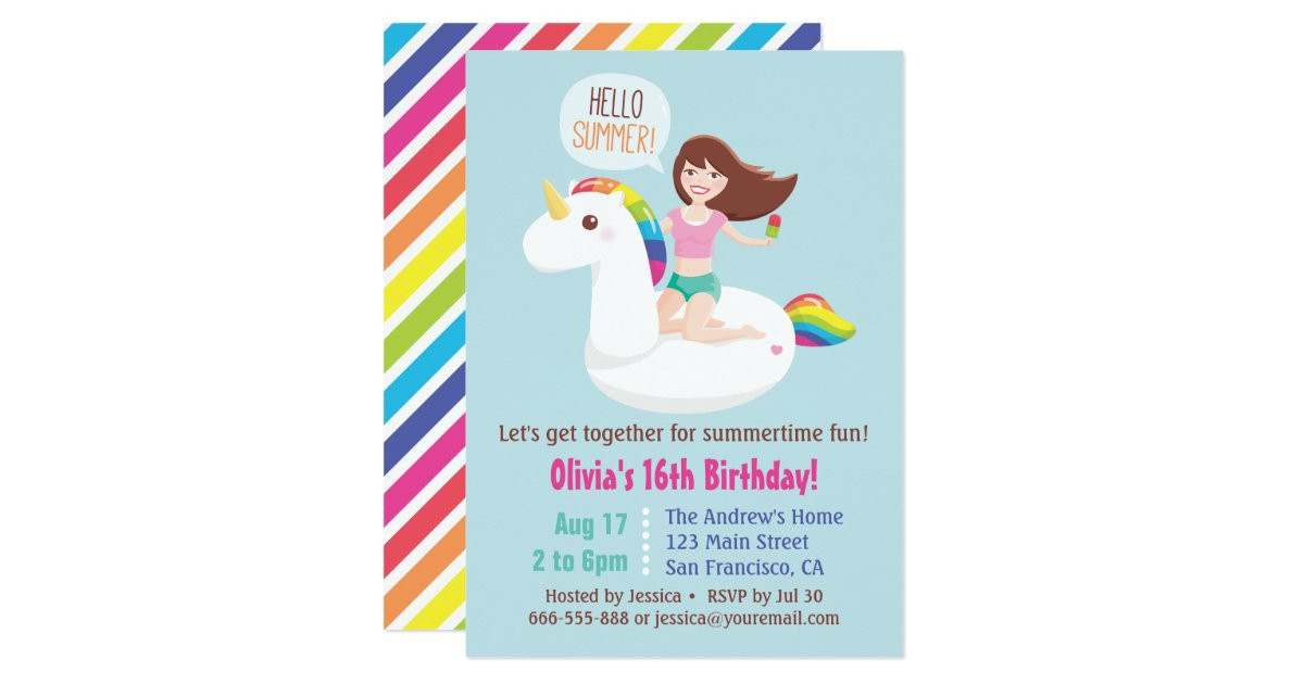 Sweet 16 Birthday Pool Party Ideas
 Sweet 16 Unicorn Pool Float Summer Birthday Party