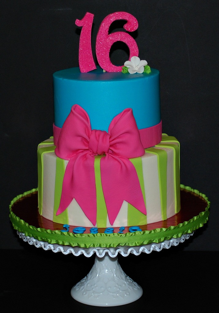 Sweet Sixteen Birthday Cakes
 The Bakery Next Door Bow & Stripe Sweet 16 Birthday Cake