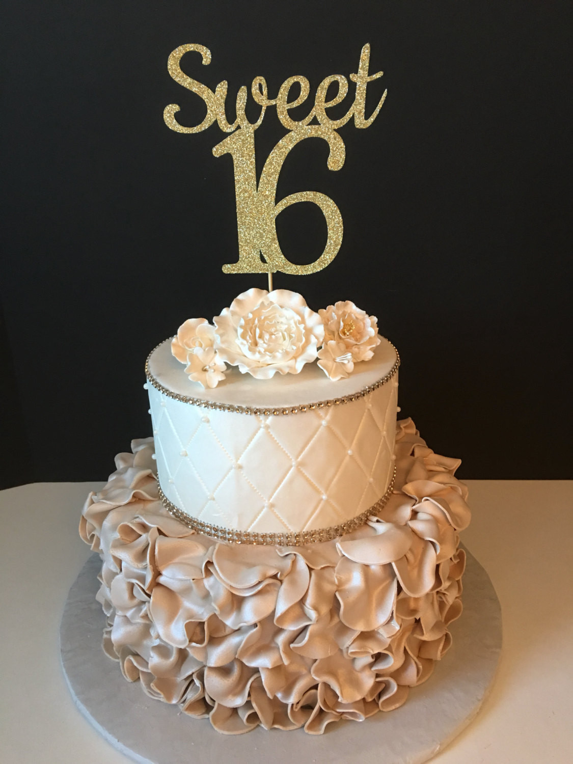 Sweet Sixteen Birthday Cakes
 Any Color Glitter Sweet 16 Birthday Cake Topper Sweet Sixteen