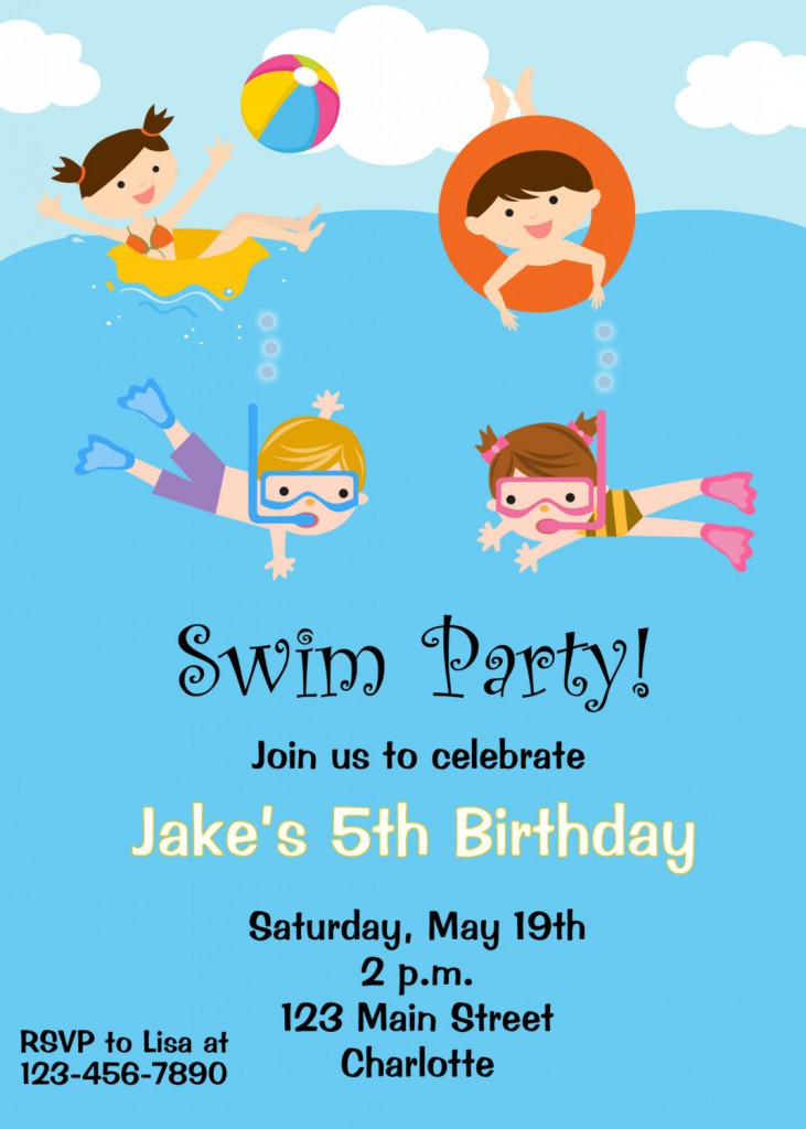 Swimming Birthday Party Invitations
 Free Printable Birthday Pool Party Invitations