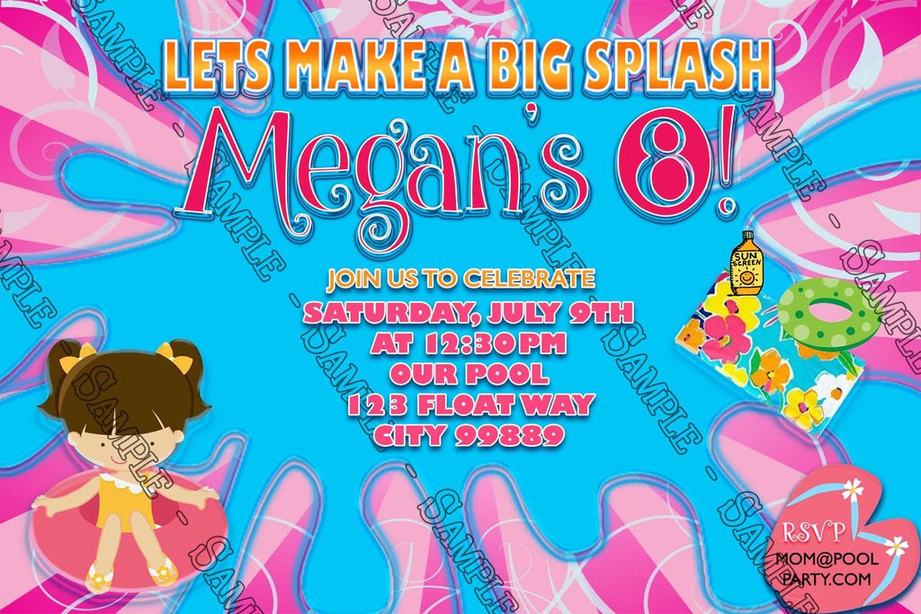 Swimming Birthday Party Invitations
 Novel Concept Designs Pool Party Girls Swimming