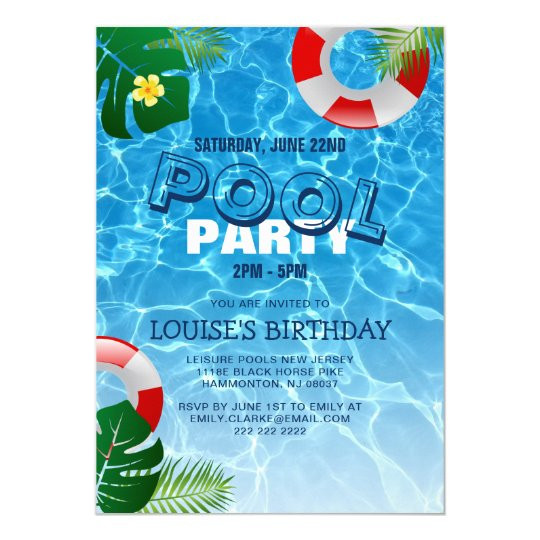 Swimming Birthday Party Invitations
 Cool Pool Party Swimming Birthday Invitation