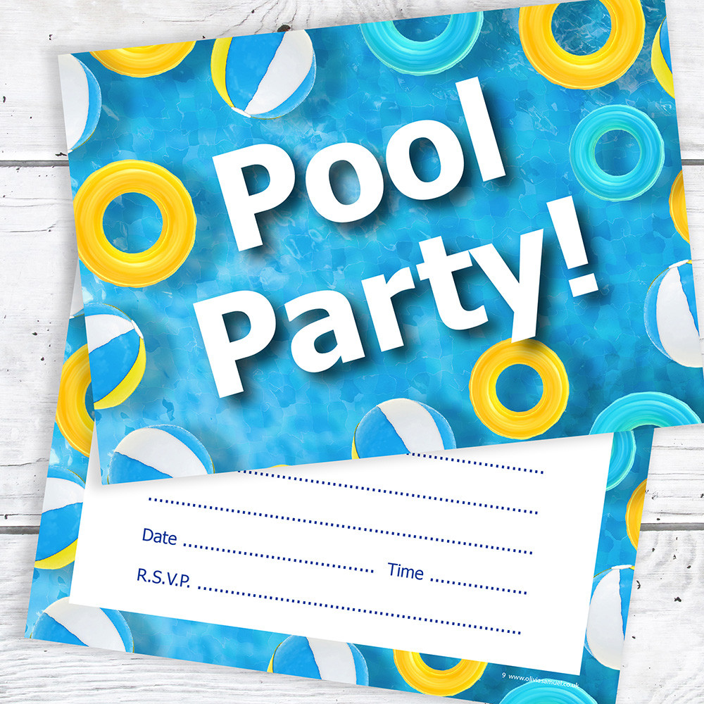 Swimming Birthday Party Invitations
 Swimming Pool Birthday Party Invitations A6 Postcard
