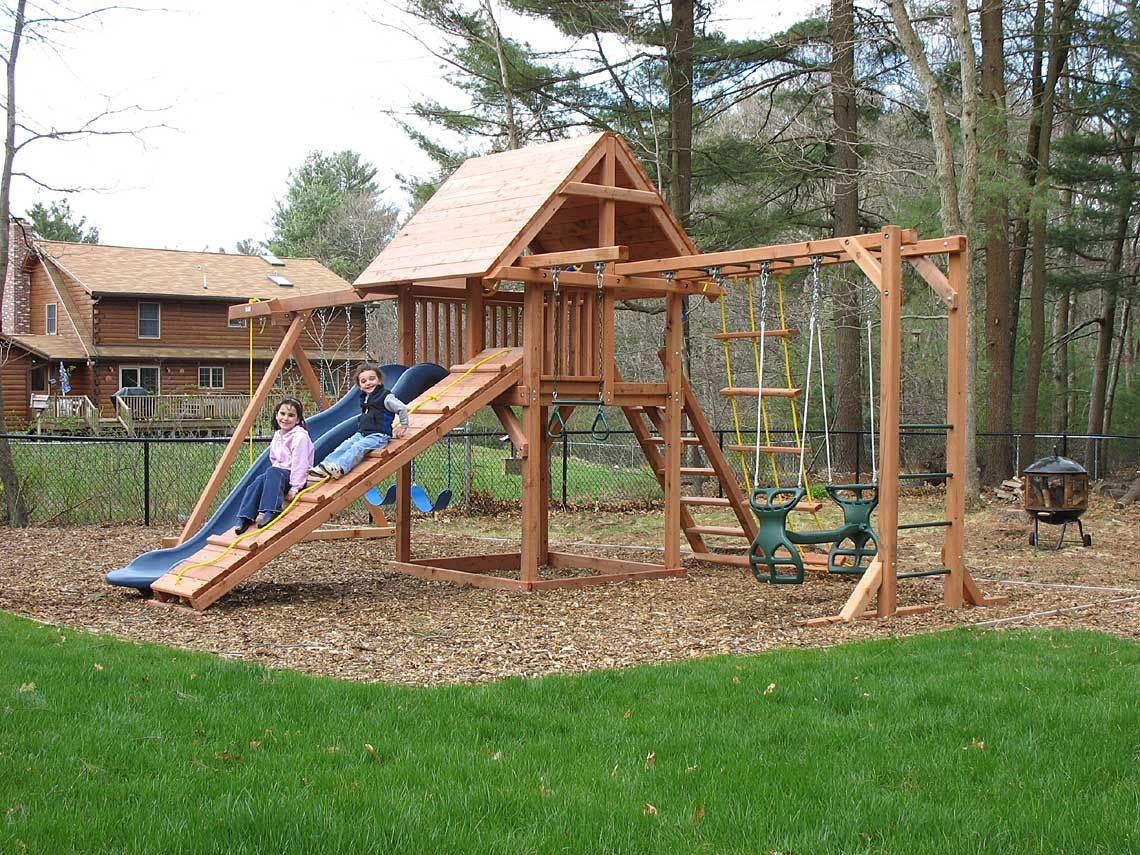 Swing Set Plans DIY
 swing set idea Mulch and even to grass with a board