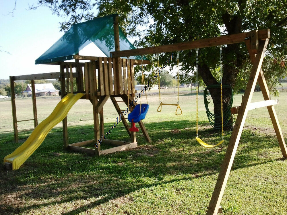 Swing Set Plans DIY
 PLAY FORT SWING SET Paper Patterns BUILD WOOD PLAY GROUND