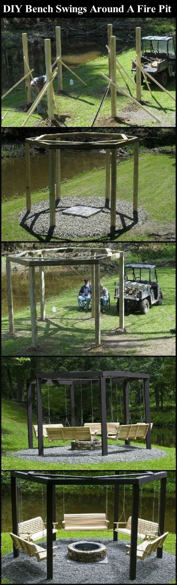 Swinging Bench Fire Pit
 DIY Bench Swings Around A Fire Pit s and