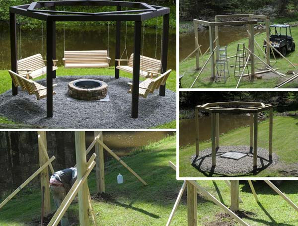 Swinging Bench Fire Pit
 Swinging Benches Around a Fire Pit Amazing DIY Interior