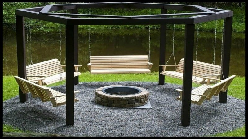 Swinging Bench Fire Pit
 21 DIY Garden Swings You Can Make This Weekend