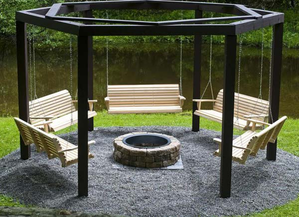 Swinging Bench Fire Pit
 Swinging Benches Around a Fire Pit Amazing DIY Interior