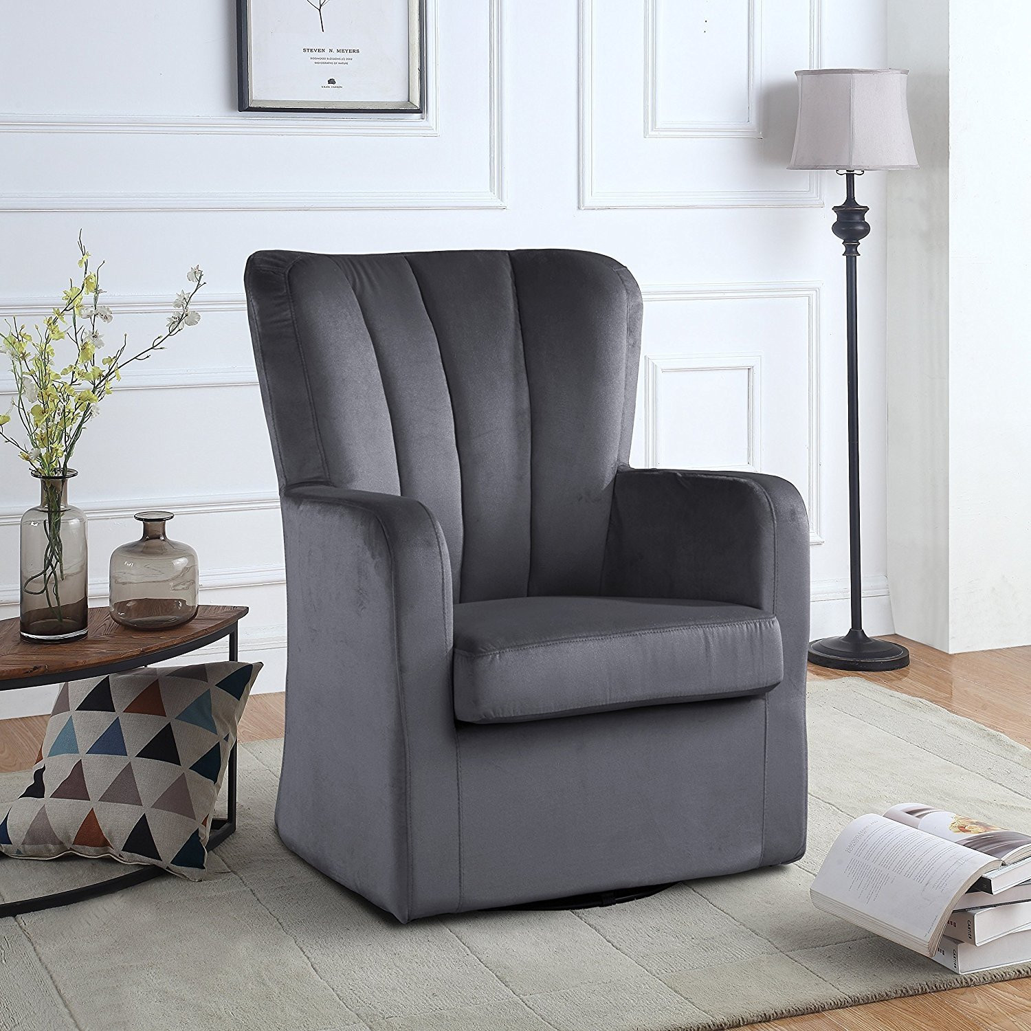 Swivel Chairs For Living Room
 Modern Velvet Swivel Armchair Rotating Accent Chair for
