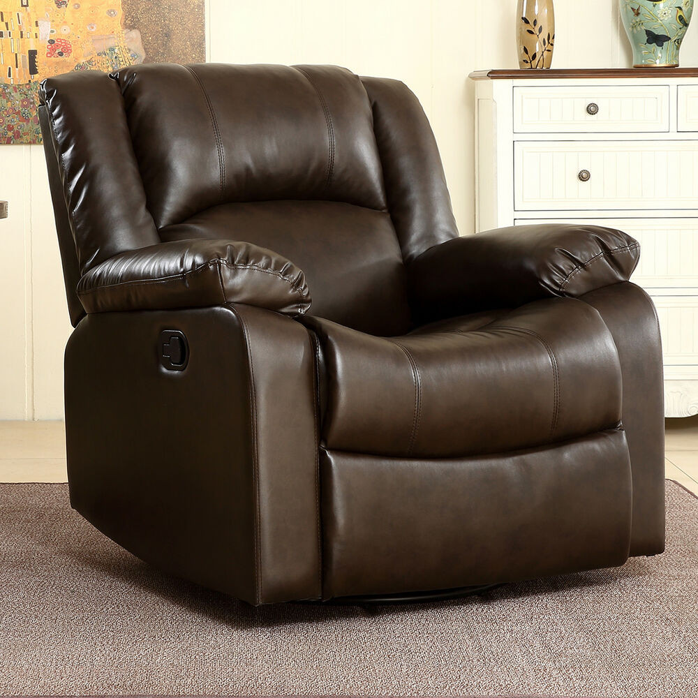 Swivel Chairs For Living Room
 Bonded Faux Leather Rocker and Swivel Recliner Chair