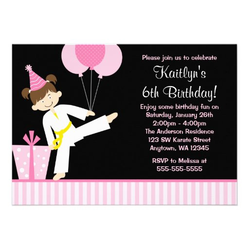 Taekwondo Birthday Party
 Pink Balloons Taekwondo Karate Girl Birthday 5" X 7