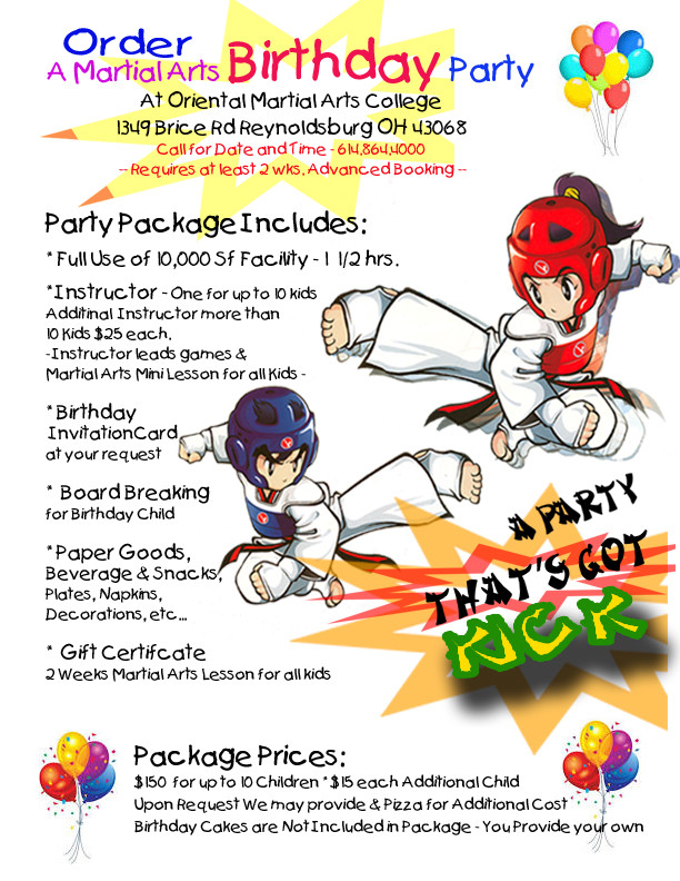 Taekwondo Birthday Party
 Martial Art Birthday Parties
