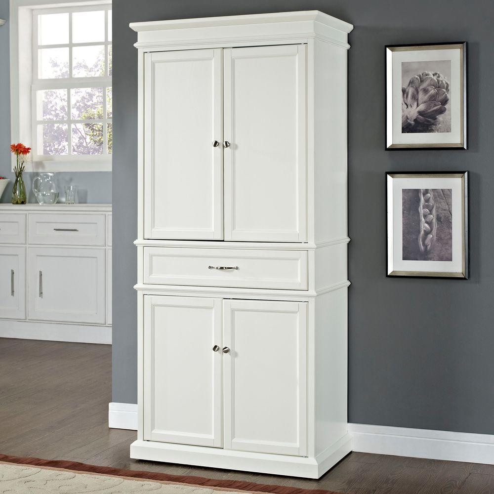 Tall White Kitchen Storage Cabinet
 Crosley Parsons White Storage Cabinet CF3100 WH The Home