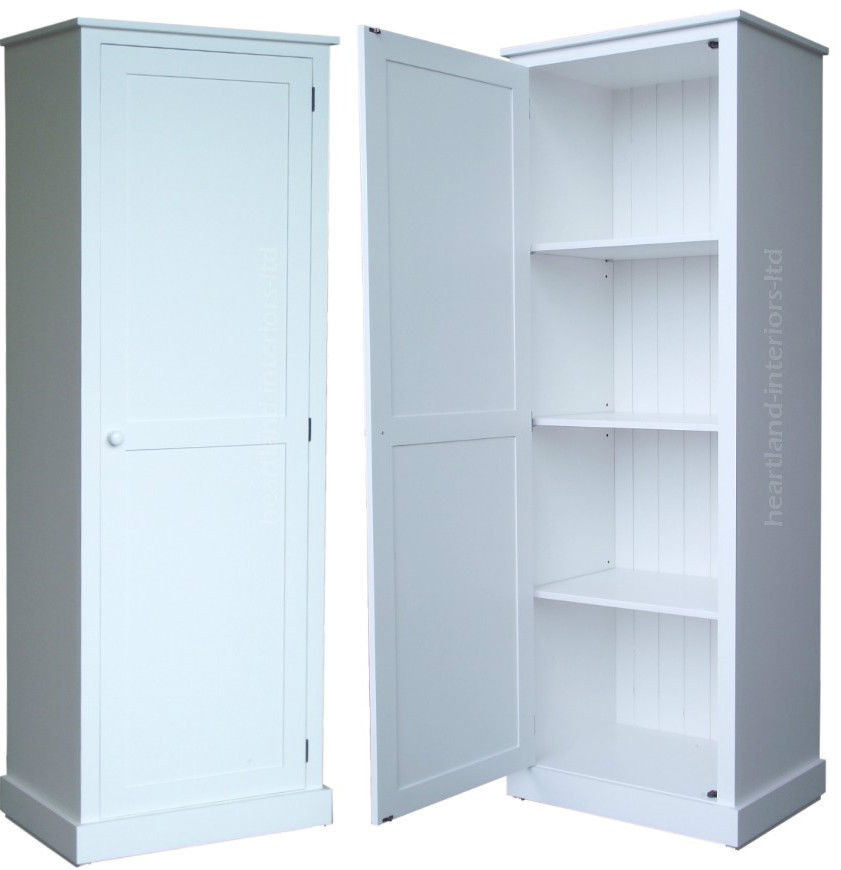 Tall White Kitchen Storage Cabinet
 Solid Wood Cupboard 180cm Tall White Painted Linen