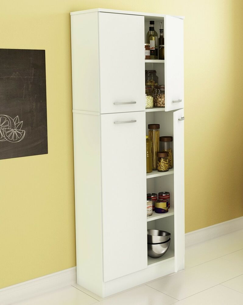 Tall White Kitchen Storage Cabinet
 Food Pantry Cabinet White Doors Tall Storage Kitchen