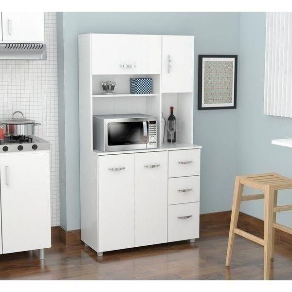 Tall White Kitchen Storage Cabinet
 White Kitchen Storage Microwave Cabinet Tall Cupboard Wood