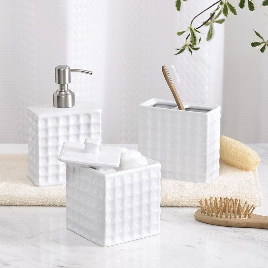 Target Bathroom Decor
 White Waffle Design 3 Piece Bath Accessory Set
