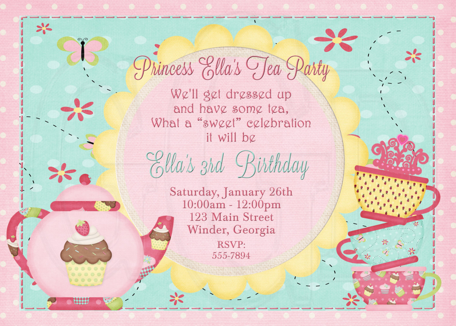 Tea Party Birthday Invitation
 Tea Party Invitation Birthday Dress up Party Digital File