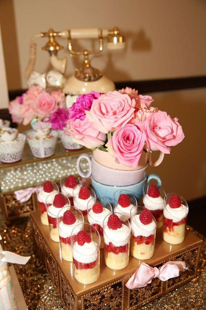 Tea Party Dessert Ideas
 Strawberry shortcake shooters at a tea party birthday