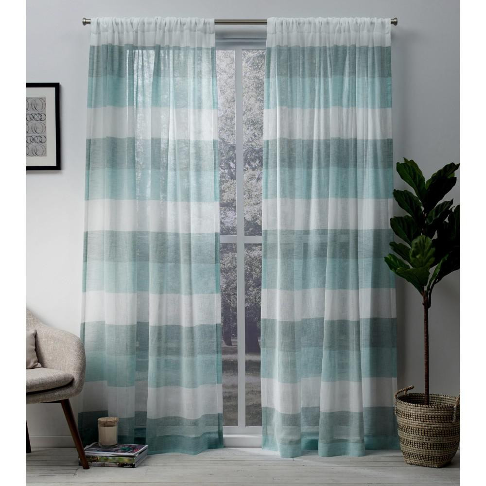 Teal Kitchen Curtains
 Bern 54 in W x 84 in L Sheer Rod Pocket Top Curtain