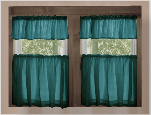 Teal Kitchen Curtains
 Solid Teal Kitchen Cafe Tier Curtains