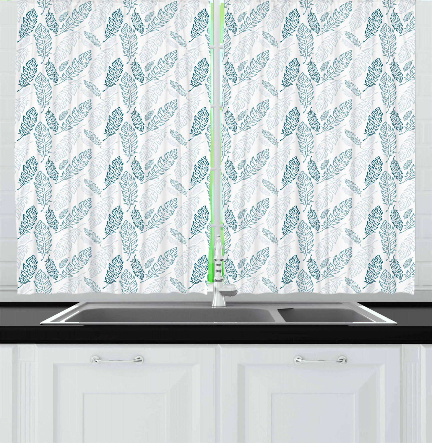 Teal Kitchen Curtains
 Teal and White Kitchen Curtains 2 Panel Set Window Drapes