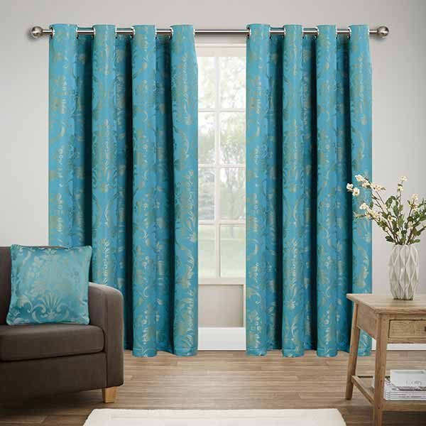 Teal Kitchen Curtains
 Ready made jacquard eyelet Teal bedroom curtains