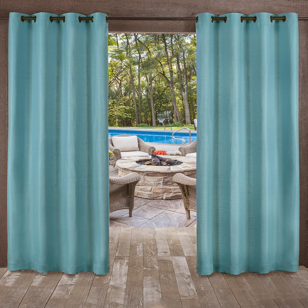 Teal Kitchen Curtains
 Delano 54 in W x 96 in L Indoor Outdoor Grommet Top