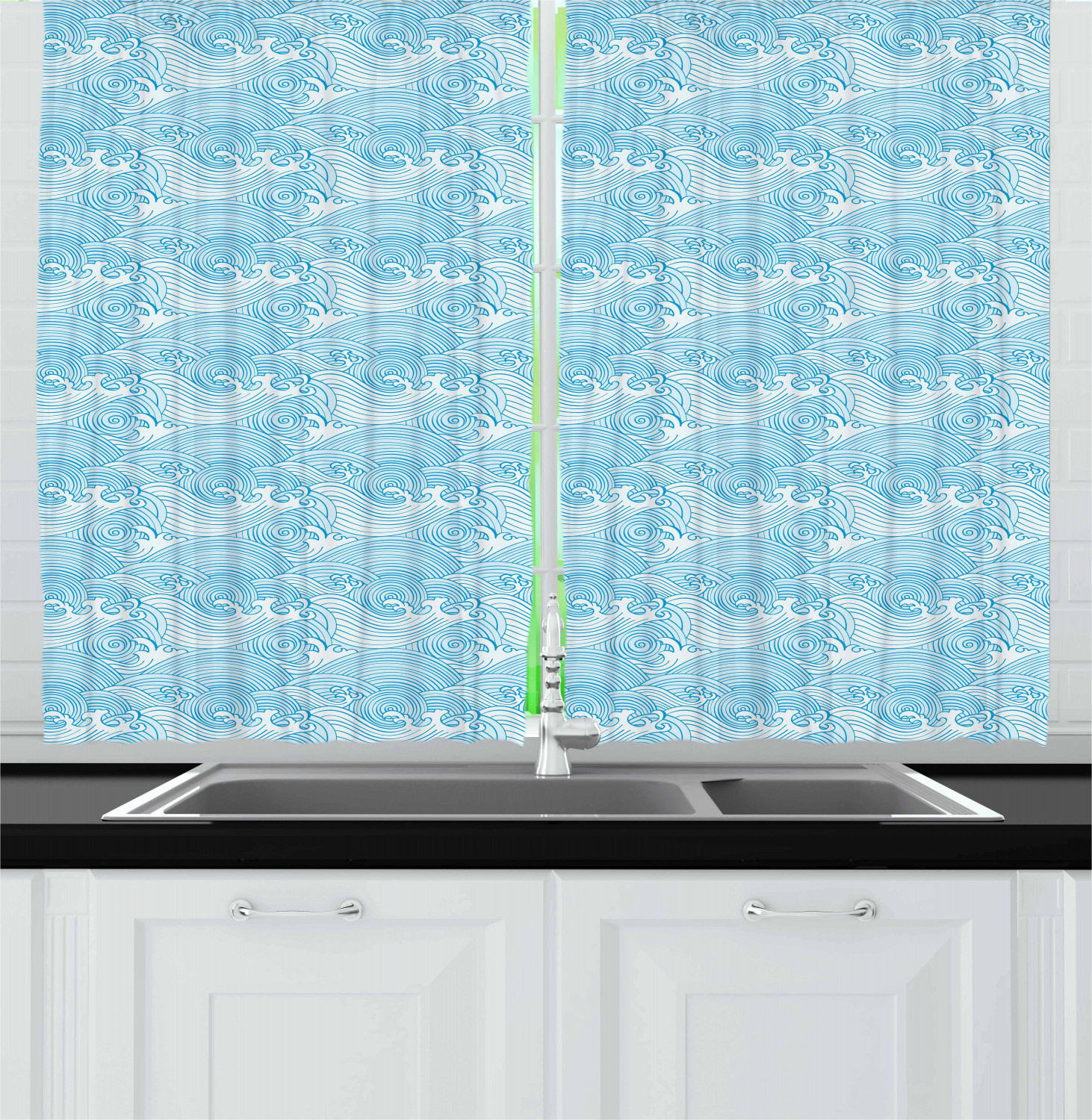Teal Kitchen Curtains
 Teal and White Kitchen Curtains 2 Panel Set Window Drapes