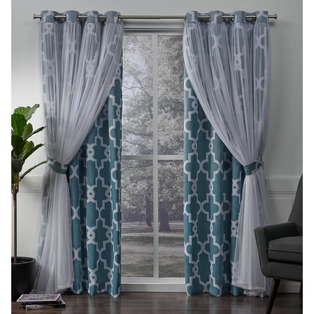 Teal Kitchen Curtains
 Alegra Turquoise Layered Gated Blackout and Sheer Grommet