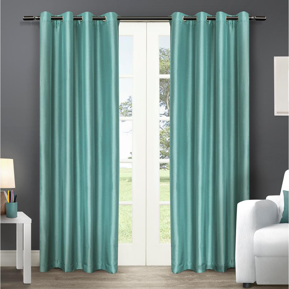 Teal Kitchen Curtains
 Chatra 54 in W x 108 in L Faux Silk Grommet Top Curtain