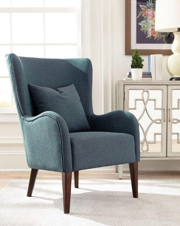 Teal Living Room Chair
 Dark Teal Winged Accent Chair
