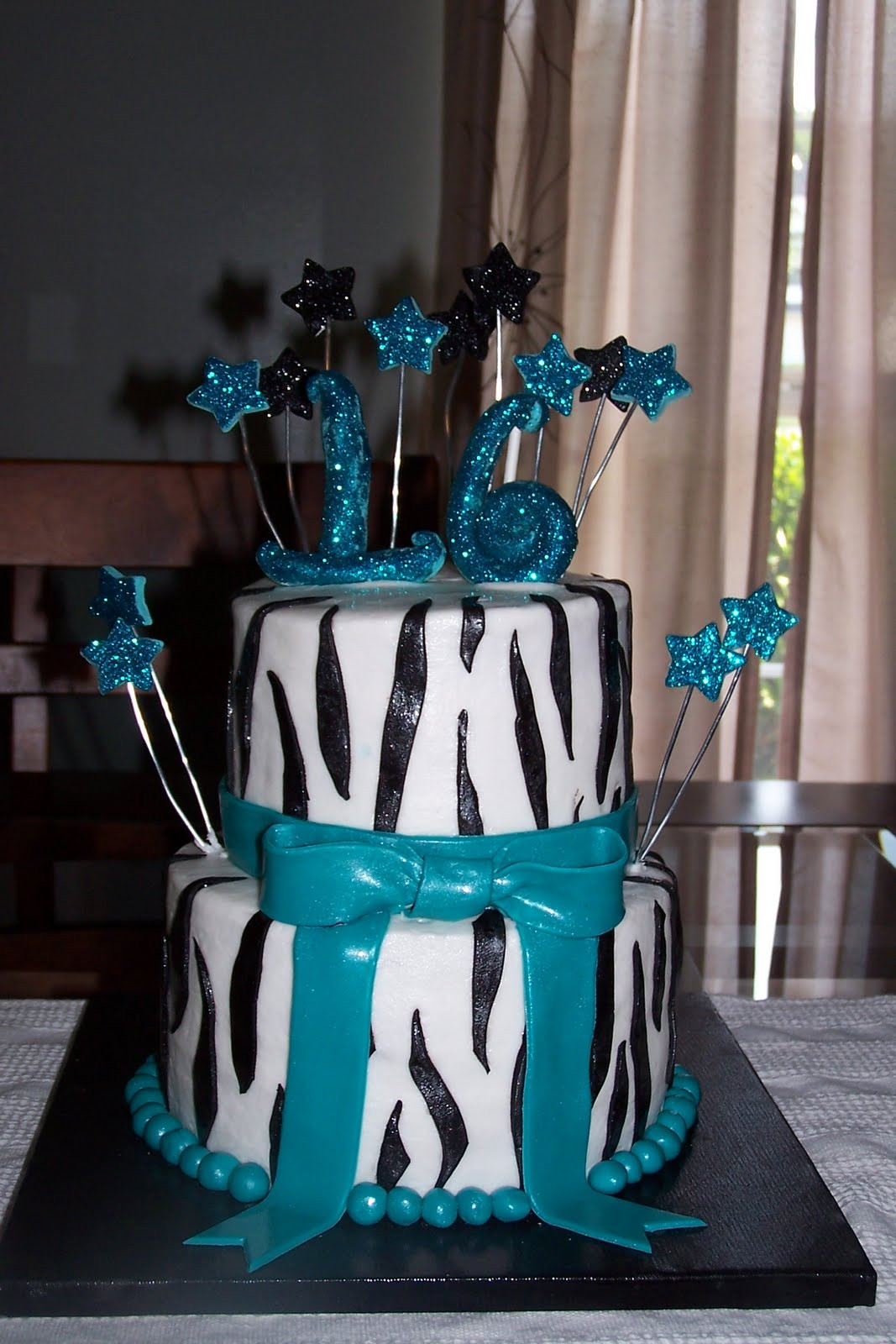 Teen Girl Birthday Cakes
 Cakes by Katie Wagoner Teal Zebra Cake