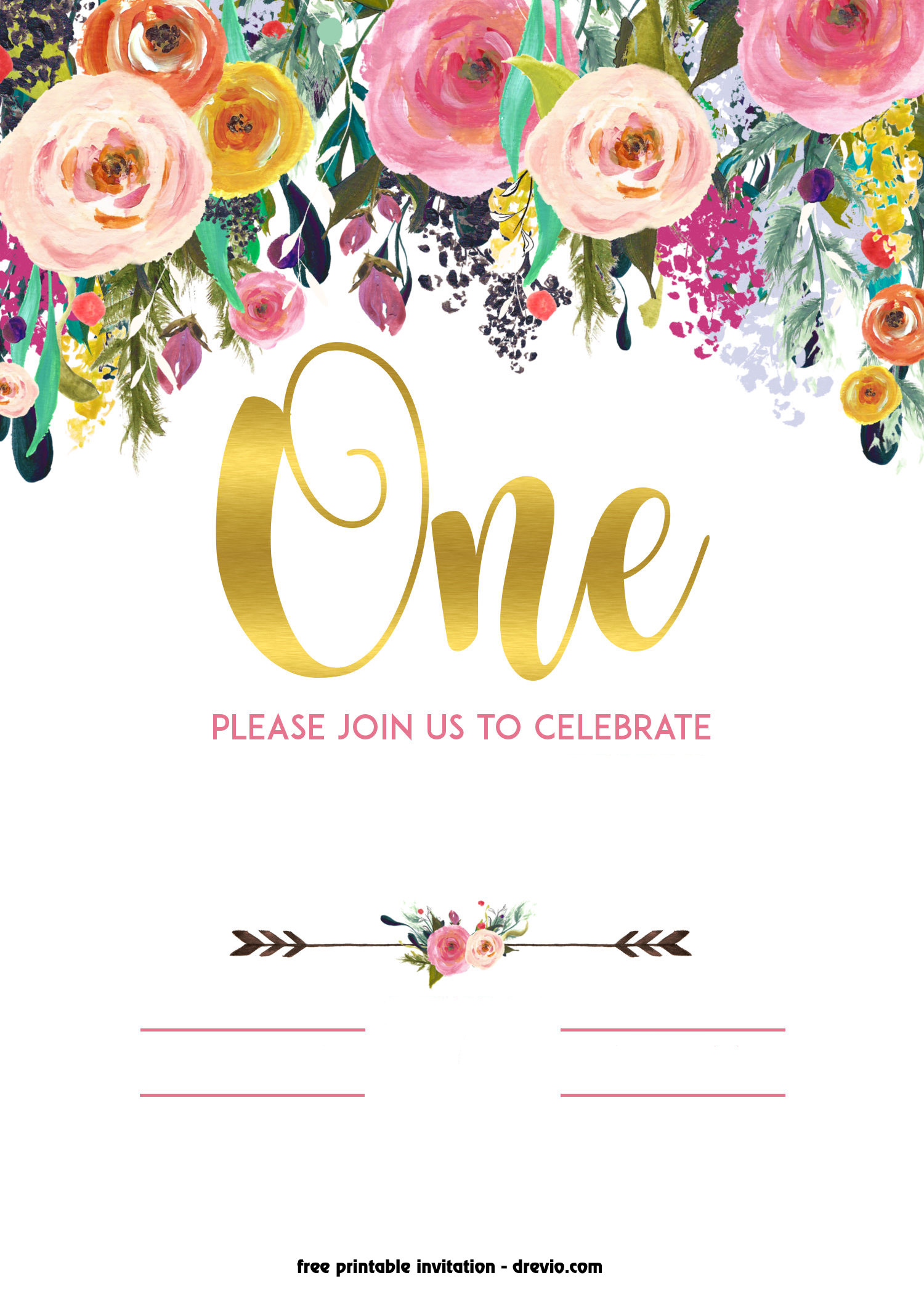 Template For Birthday Invitation
 FREE Printable 1st Birthday Invitation – Vintage Style
