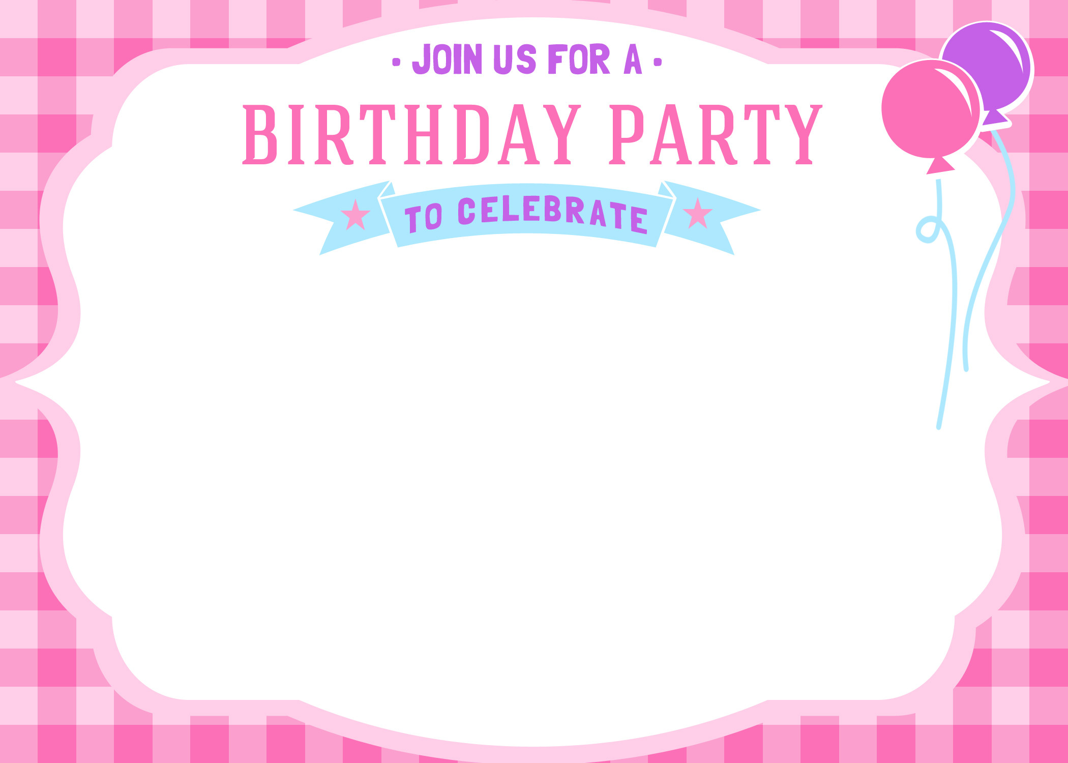 Template For Birthday Invitation
 Free Printable Girls Birthday Invitations – FREE Printable