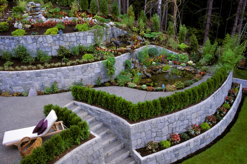 Terrace Landscape Front
 50 Backyard Retaining Wall Ideas and Terraced Gardens s