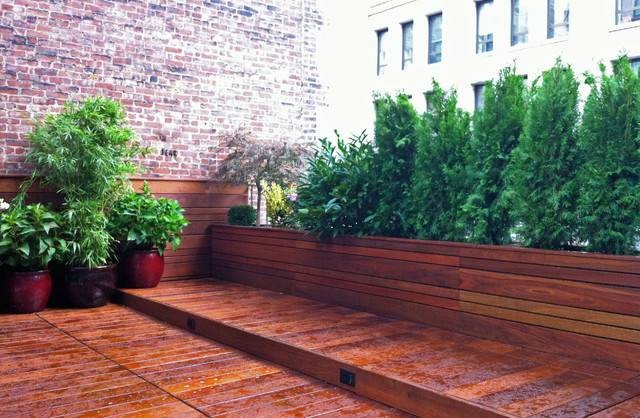 Terrace Landscape Wood
 Manhattan Roof Garden Terrace Deck Wood Planter Boxes