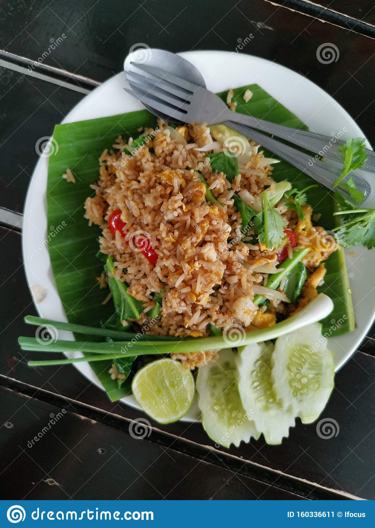 Thai Fried Rice Calories
 Thai Fried Rice Served Banana Leaf Stock Image Image